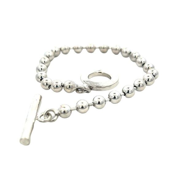Gucci Estate Toggle Bracelet Size 8 Sterling Silver 8 mm Beads G34 - Picture 4 of 7